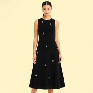 Free Assembly XS Midi Sweater Dress Black Sleeveless Beaded Crystal Knit Party